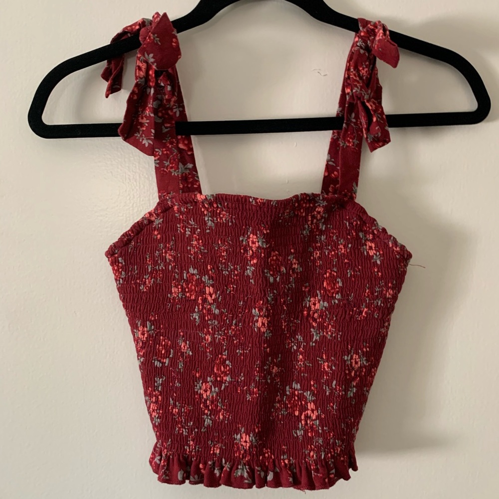 Target wild fable maroon burgundy floral print top